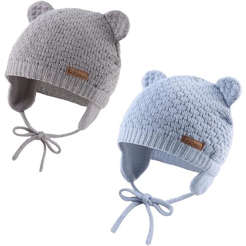 JANGANNSA Cute Knitted Boys Girls Christmas Beanie Warm Earflap Winter Hat Infant Toddler Baby Beanie 0-2Y