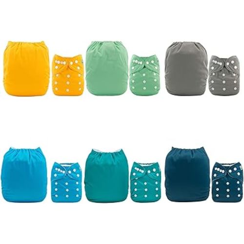 ALVABABY Baby Cloth Diaper 6 Pack with 12 Inserts One Size Cloth Diaper Covers Adjustable Washable Reusable for Baby Girls and Boys