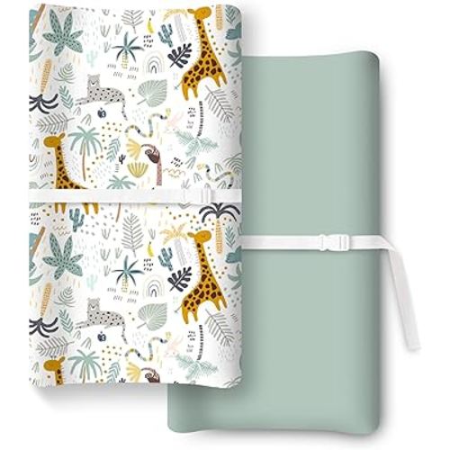 Extra Stretchy Changing Pad Cover, Ultra Soft Premium Jersey Knit Changing Pad Sheets, Unisex for Boys Girls, Fits All Standard Changing Tables/Dresser Tops - 2 Pack