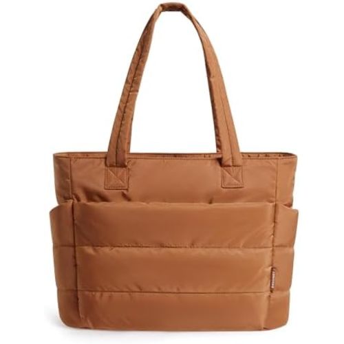 BAGSMART Tote Bag for Women, Lightweight Puffy Tote Bag with Compartments Quilted Shoulder Bag Handbag for Travel, Work, Gym