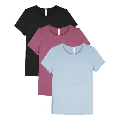 Sosolism 3 Pack Nursing Top Summer Short Sleeve Breastfeeding Shirts for Women Casual Round Neck Pumping Tshirts