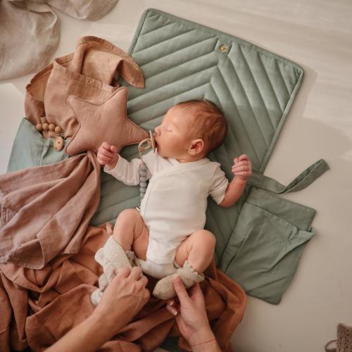 Mushie - Organic Portable Changing Pad - Roman Green