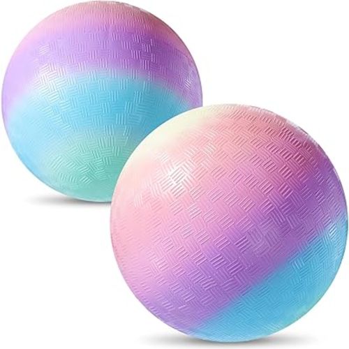 2 Pcs Macaron Playground Balls 8. 5 Inch Pastel Color Rubber Bouncy Balls for Kids Inflatable Colored Dodgeball Kickball Handball for School Backyard Beach Indoor and Outdoor Games