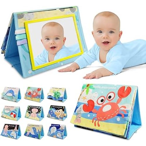 Amazon.com: Baby Toys 0-6 Months, Tummy Time Mirror for Infant 0-3-6-12 Months Old, Newborn Sensory Gifts for Brain Montessori Development, Boys & Girls Toy, High Contrast Activity Crinkle Book w Safe Mirror : Toys & Games