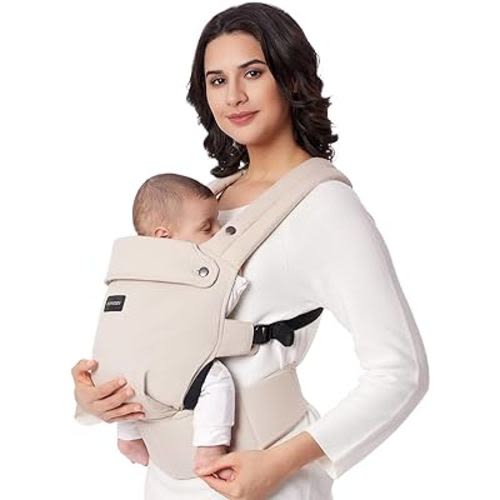 Momcozy Baby Carrier Newborn to Toddler - Ergonomic, Cozy and Lightweight Infant Carrier for 7-44lbs, Effortless to Put On, Ideal for Hands-Free Parenting, Enhanced Lumbar Support, Khaki
