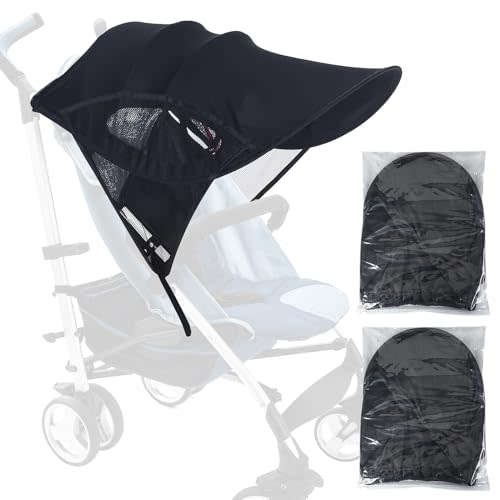 DaisyInner 2 Pcs Stroller Sun Shade Baby Stroller UV Sun Protection Shield Waterproof Baby Stroller Canopy Toddler Car Seats Pram Pushchair Cover Stroller Sunshade Rain Sunshade Awning