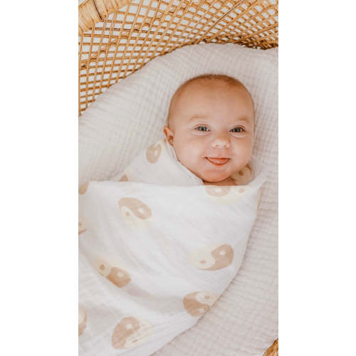 Muslin Swaddle | Tan & White Yin Yang