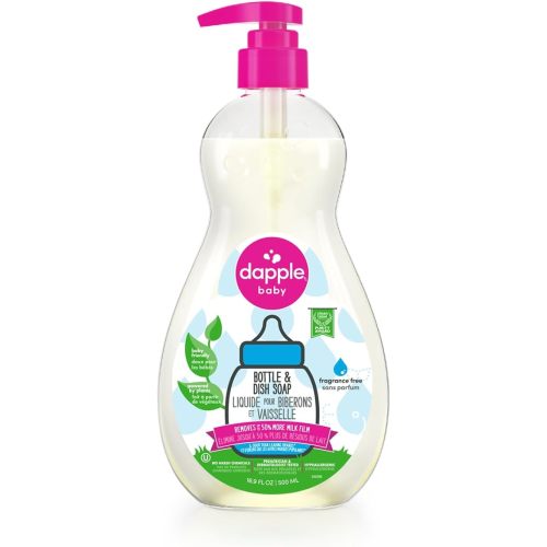 Dapple Baby - Bottle & Dish Soap, Plant Based Bottle Cleaner, Baby Safe Liquid Dish Soap, Fragrance Free Scented - While, 500 ml (Pack of 1)