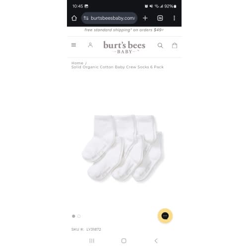 Solid Organic Cotton Baby Crew Socks 6 Pack