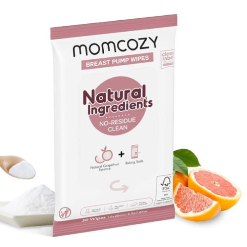 Momcozy Natural Breast Pump Wipes for Parts Cleaning On-the-go, 30 Count, Flash Clean & Resealable