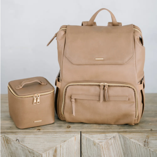 Radley Breast Pump Backpack BUNDLE - Toffee – Packed with everything a pumping mom needs on the go: Backpack - Cooler - Insulated Pouches - Pumping Mat - Keychain