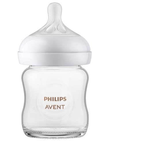 Philips Avent Glass Natural Baby Bottle with Natural Response Nipple, 4oz, 1 pack, SCY910/01, Avent Glass Natural Bottle 4oz 1pk
