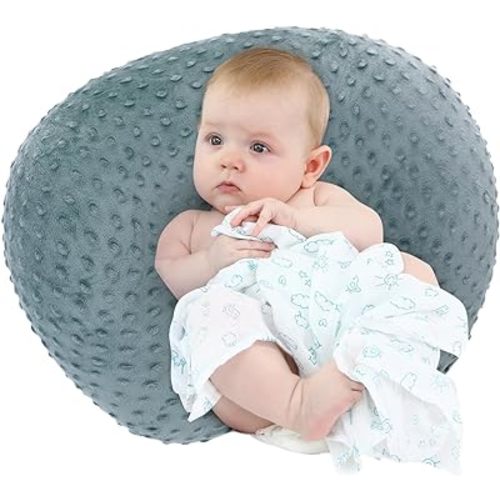 LAT Nursing Pillow for Breastfeeding with Removable Minky Cover,Ergonomic Breast Feeding Pillows for Mom and Baby,Machine Washable(Green)
