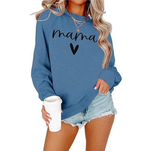 Dressmine Womens Casual Long Sleeve Crewneck Loose Mama Sweatshirt Graphic Shirts Pullover Tops