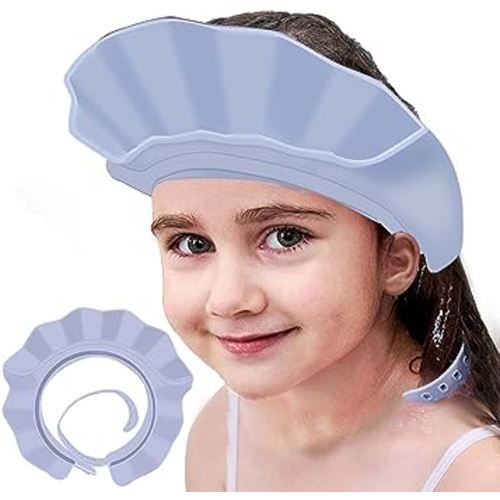 KOMIDK Baby Kids Shower Cap Shampoo Bath Bathing Hat Silicone Adjustable Washing Hair Shower Bathing Protection Shower Cap for Toddler, Baby, Kid, Children (Blue)