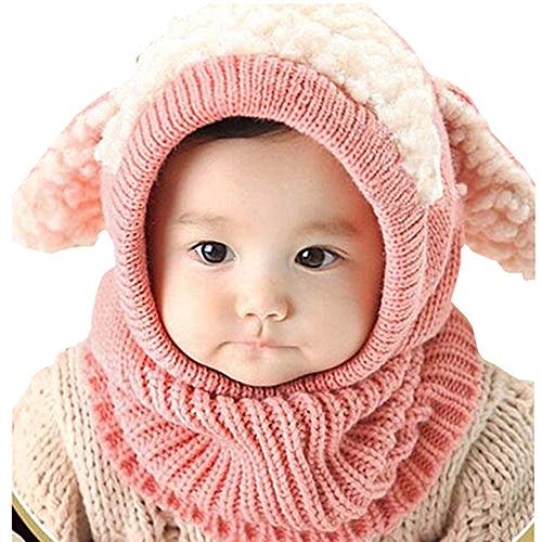 Scarf Woolen Earflap Hood Warm Skull Knit Caps，Crochet Earflap Pilot Hats Beanie Cap for Toddlers Baby Girls and Boys