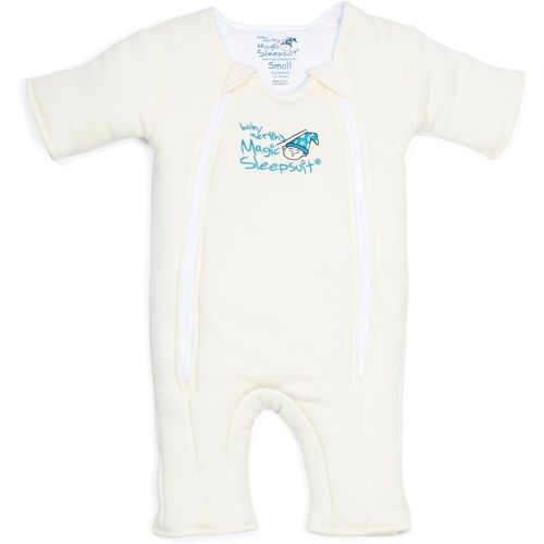 Magic Sleepsuit Baby Merlin's Cotton Baby Swaddle Transition Product - Soft and Cozy Design, Double Zipper for Easy Diaper Changes, Promotes Safe Sleep, 3-6 Months - Cream - Small (12-18lbs)