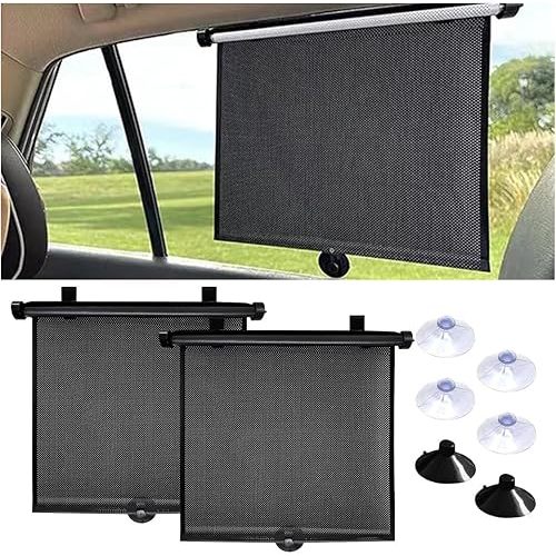 2PCS Car Window Shades for Baby, 18"×15" Retractable Car Shades for Side Window with Suction Cups, Blocks Heat and UV Rays Glare Protection, Baby Car Accessories for Car House Office Window
