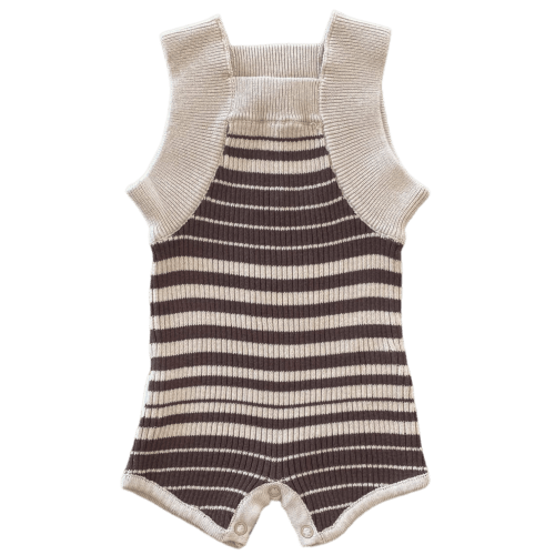 Stripe Romper | Dark Brown + Oat