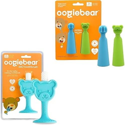 oogiebear Baby Finger Brush, Tongue Scraper & Infant-to-Toddler Training Toothbrush - Gentle Oral Care with Soft Silicone, 0-2 Years Old