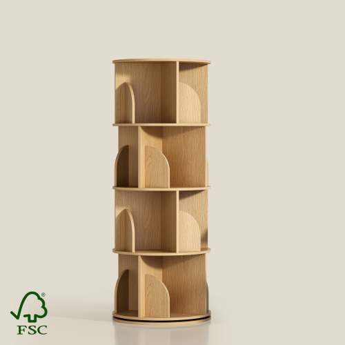 YOWOS Circinus Core 360° Rotating Storage Rack Wood Natural 4 Tiers