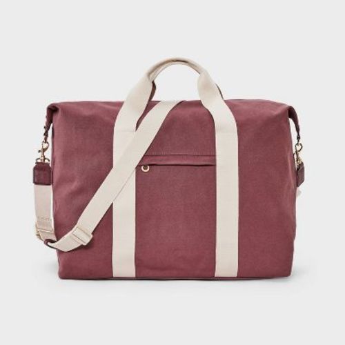 Foundational Weekender Bag - Universal Thread™ Taupe: Cotton Shell, Zip Closure, Detachable Strap