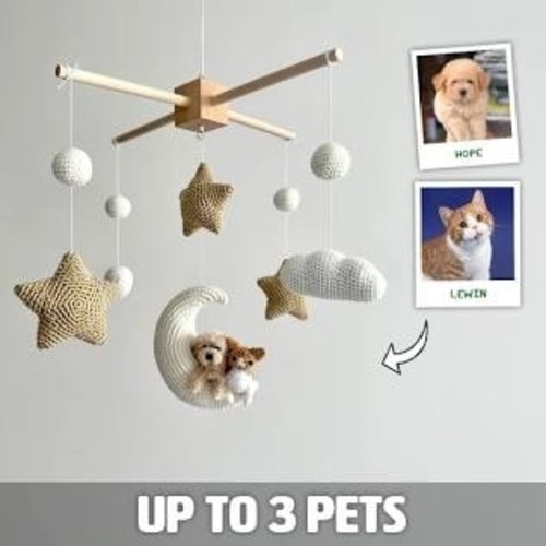 MY DOLLFY Pet Moon Brown | Custom Crochet Pet Nursery Baby Mobile – My Dollfy
