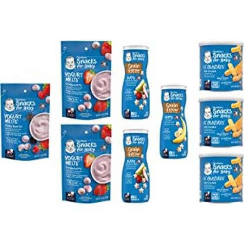 Gerber Snacks for Baby Variety Pack, Yogurt Melts, Puffs and Lil Crunchies (Set of 9)