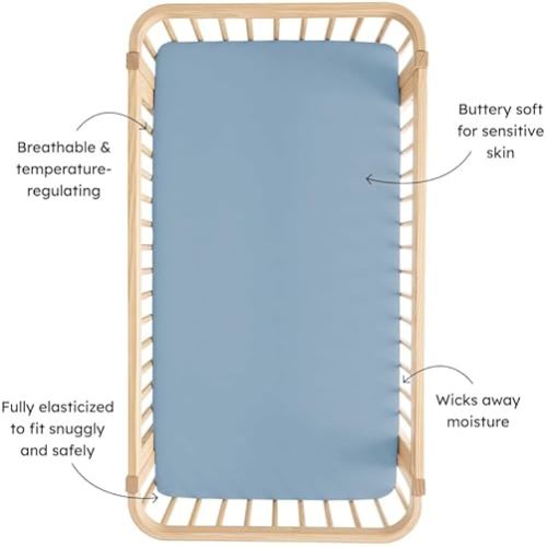 Kyte Baby Soft Crib Sheet - Standard Fitted Crib Sheet Made with Rayon from Bamboo, Ultra-Gentle and Breathable (Slate)