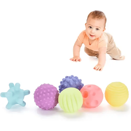 Botabee Balls for Babies - Textured Multi Soft Ball Set for Toddlers, Multicolored Montessori Toys for Infant Development, Safe and Educational Baby Toys