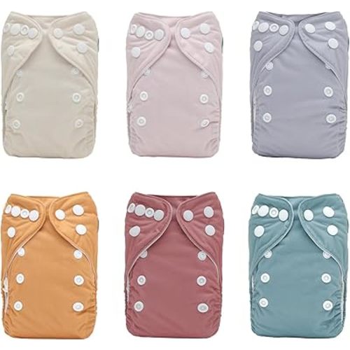 ALVABABY Newborn Cloth Diapers,Reusable Cloth Diaper for Preemie,6pcs Diaper Covers with 12 Newborn Diaper Inserts, Less Than 12pounds Baby Boy 6SVB109