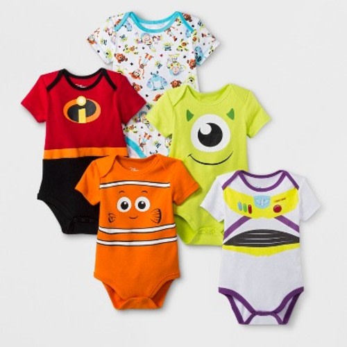 Baby 5pk Disney Pixar Short Sleeve Bodysuit - 3-6M