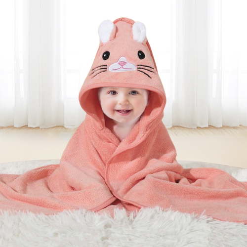 Liyufly Baby Bath Towel, Absorbent Large Hooded Towel for Kids, Newborn, Babie, Toddler, Infant, Cat, 31.5 x 31.5 inch