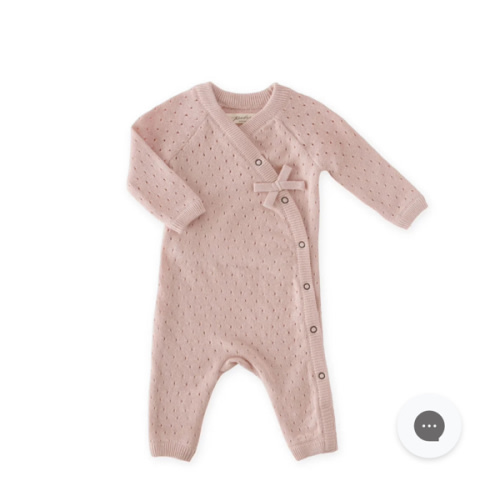 Dotty Knit Kimono Romper - Soft Peony