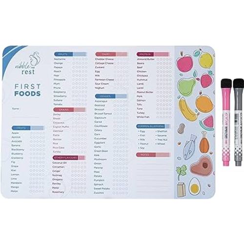 Baby's First Foods Tracker Fridge Magnet, Dry Erase Activity Poster, Daily Food Log, 101 Before One, Baby Food Chart/Checklist 25x35cm