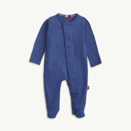 Organic Cotton Magnetic Footie - Chambray, 3-6 Months