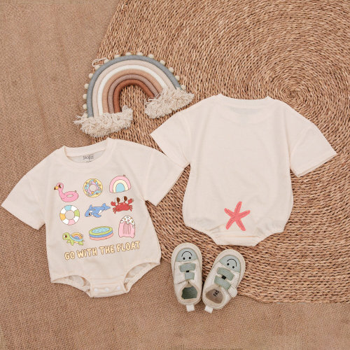 Summer Beach Baby Girl Bubble Romper,Baby Shower Gift, Romper for Baby Girl, Baby Girl Outfit, Gift For Baby Girl, Baby Summer Clothes