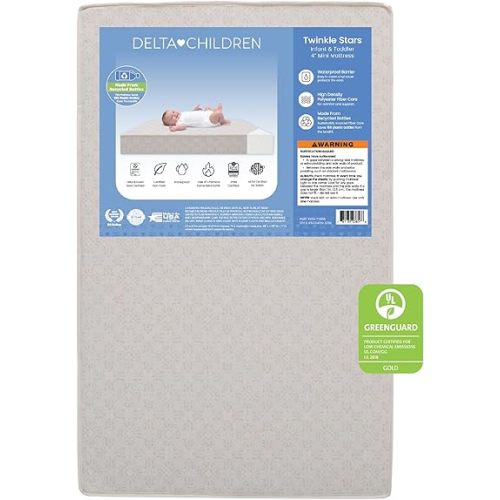 Delta Children Twinkle Stars 4" Mini Crib Mattress,Firm, Royal Blue