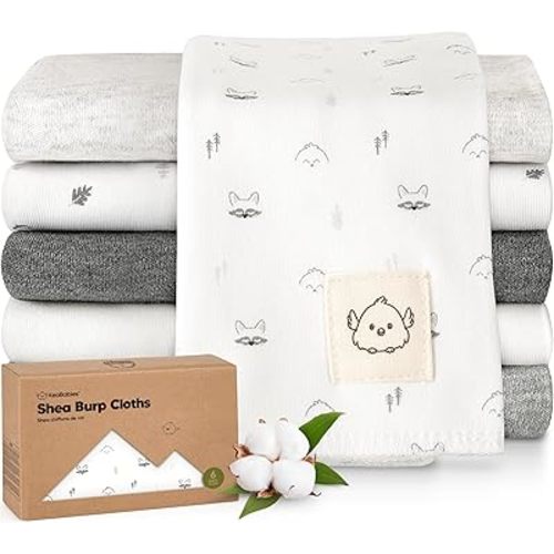 Organic Burp Cloths Baby Boy, Girl - 6-Pack Large Cotton Burping Cloths for Babies, Spit Up Rags, Super Absorbent, Ultra Soft Newborn Rag, Gender Neutral, Machine Washable, Durable (Neutrals)