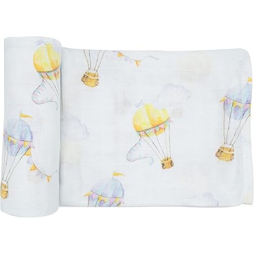 immispace - Ultra Soft Swaddle Blanket | Muslin Blankets for Girls & Boys | Newborns & Infants Gifts | 30% Organic Cotton + 70% Rayon | Large 47" x 47" | Machine Washable (Hot Air Balloon)