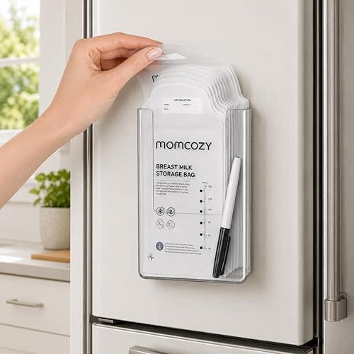 Magnetic Breastmilk Storage Bag Organizer for External Refrigerator Use - Strong 4 Magnets, Fits Lansinoh, Medela, Momcozy Milk Bags and All Breastmilk Storage Bags for Freezer - Bolsas Leche Materna