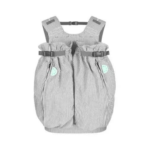 The Weego TWIN Baby Carrier- Grey and White Seersucker