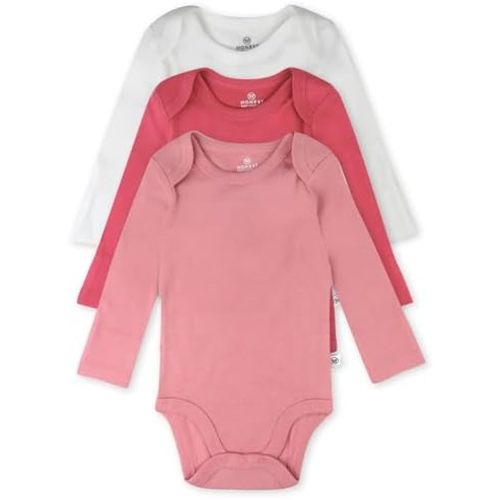 HonestBaby Baby 3-Pack Long Sleeve Bodysuits One-piece Organic Cotton for Infants