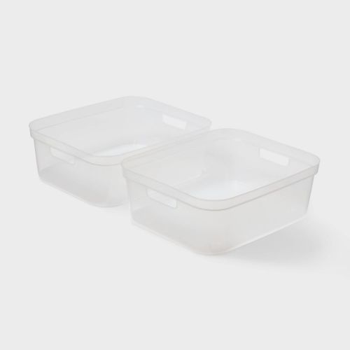 2pk Medium Open Storage Bins Clear - Brightroom™: Plastic Utility Tubs, Portable Universal Storage, 13.2 Volume Capacity