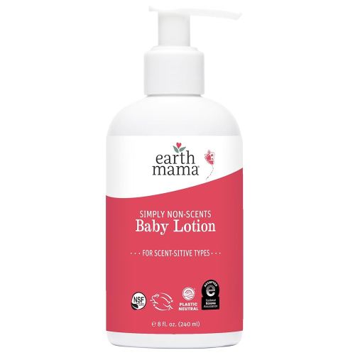Earth Mama Simply Non-Scents Baby Lotion for Dry Skin, Calendula Cream, Skin Care for Kids, Organic Moisturizer, Unscented Lotion with Aloe, Rooibos, & Shea Butter, 8-Fl oz