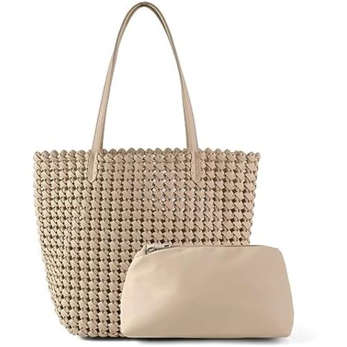 Woven Bag for Women Vegan Leather Tote Bag Large Summer Beach Travel Handbag and Clutch Retro Handmade Shoulder Bag