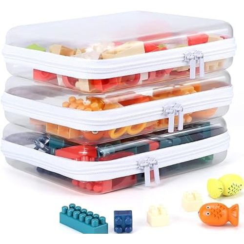 3 Pack Clear Hard Shell Zipper Case, Clear Zipper Pouches Waterproof Makeup Organizer & Travel Toiletry Bag, Plastic Pouch for Office, Home Storage, Medium Size