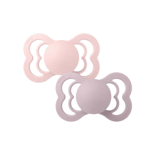 BIBS Supreme Silicone Pacifier 2 Pack, Blossom/Dusky Lilac