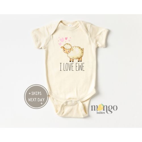 I Love Ewe Baby Onesies® Brand Cute Baby Clothes Sheep Baby Valentines Baby Bodysuit Cute Natural Baby Clothes Valentine's Day Outfit 1030