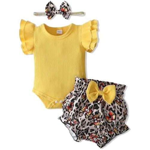 SUNNY PIGGY Baby Girl Clothes Infant Girl Outfit Newborn Girl Romper Summer Baby Girls’Clothing Short Set
